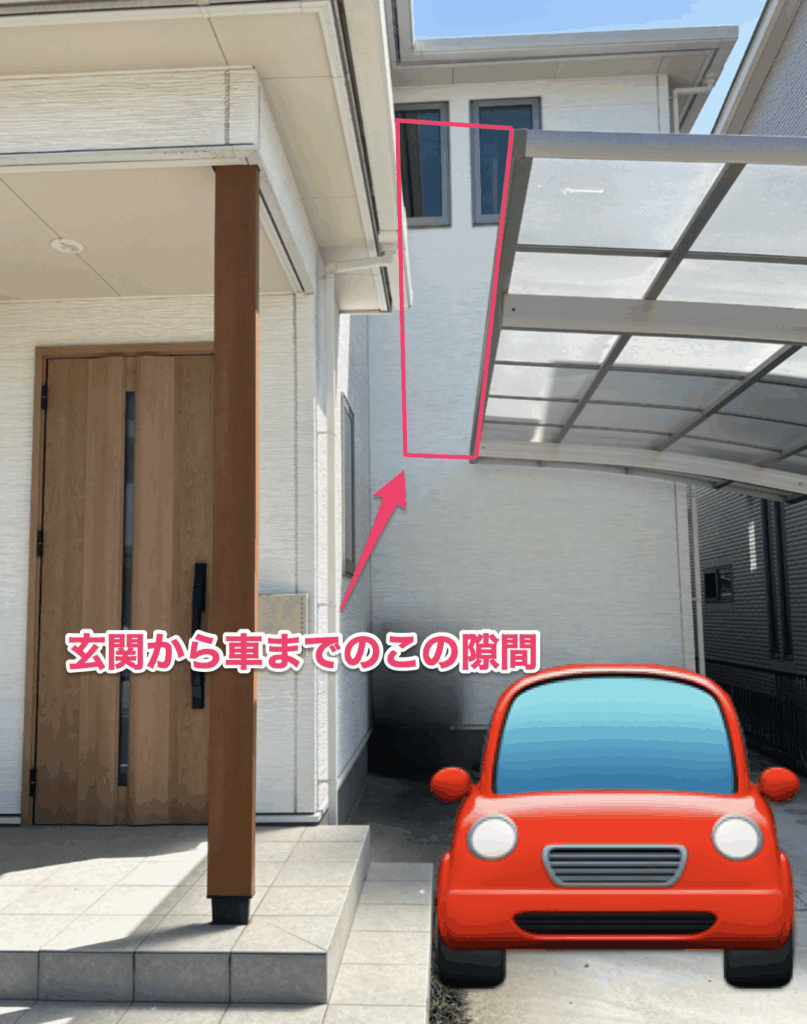 玄関とカーポートの位置